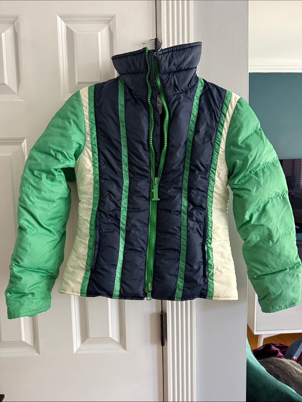 Vintage 70s/80s - Colorblock Ski Jacket in Green, Navy & Cream